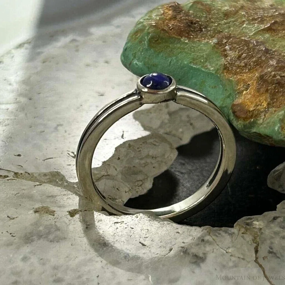 Carolyn Pollack Sterling Silver Rounded Lapis Slim Ring For Women
